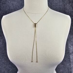 Gold Tone Zipper Pull Slider Lariat Y-Necklace Adjustable Snake Chain 30 in Long